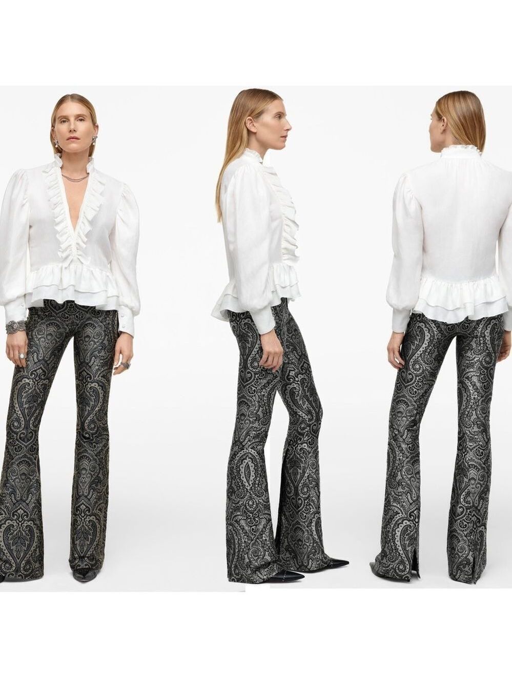 ZARA black silver jacquard pants limited edition Sz M NWT - Picture 4 of 15